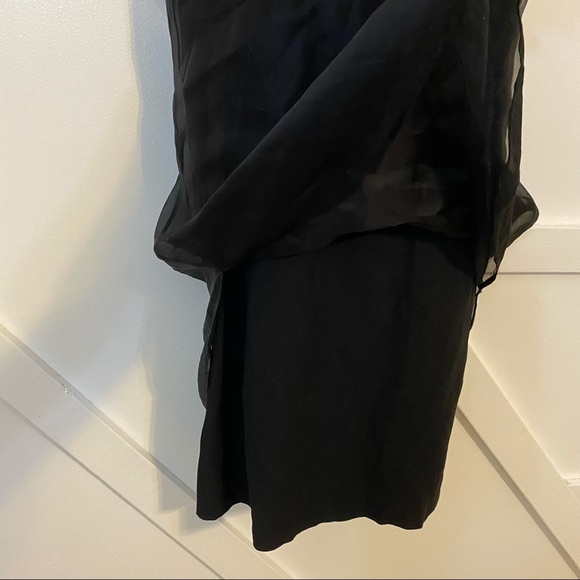 Space Style Concept Silk Overlay Sleeveless Shift Knee Length Dress Black Sz L - Picture 4 of 9
